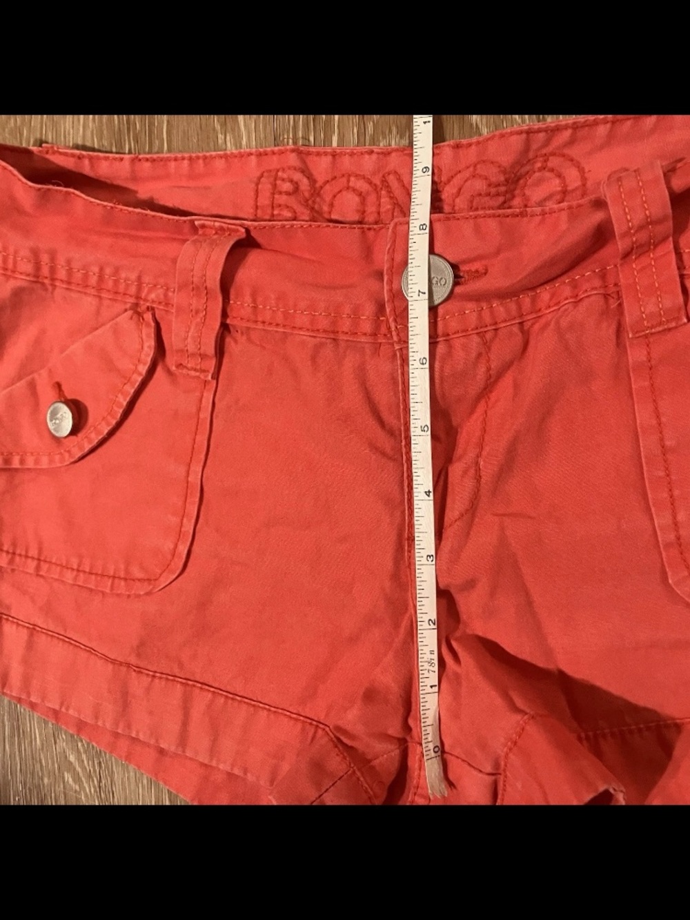 Bongo Size 9 Pink Low Rise Shorts Back Pocket Flaps Ramie Blend Y2K - Picture 5 of 8